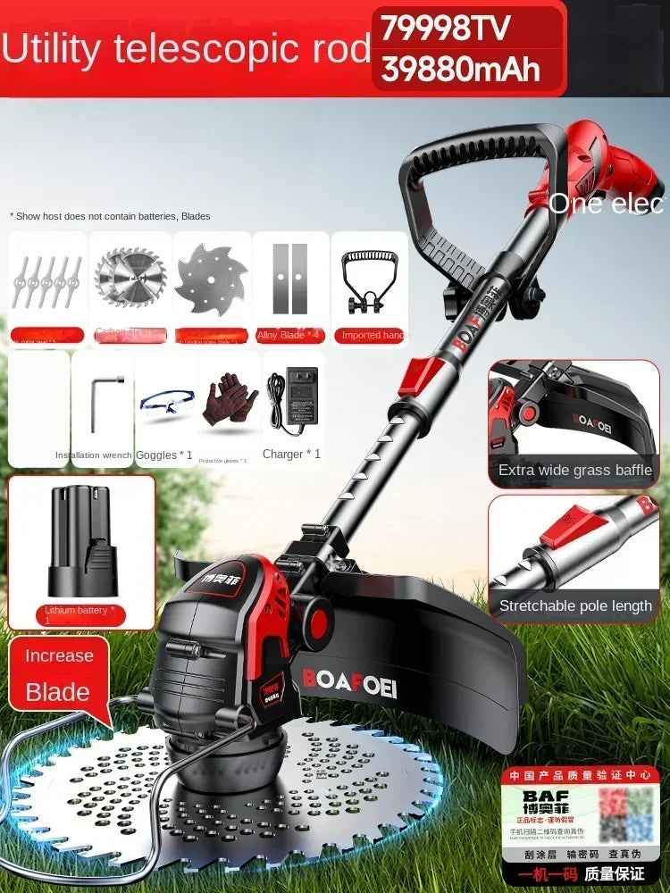 Utility Telescopic Rod with Multi-Functional Brush Cutter for Home and Extra Wide Grass Blade