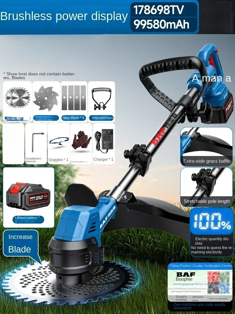 Merit Sell multi-functional brush cutter for home with battery power display and adjustable blades