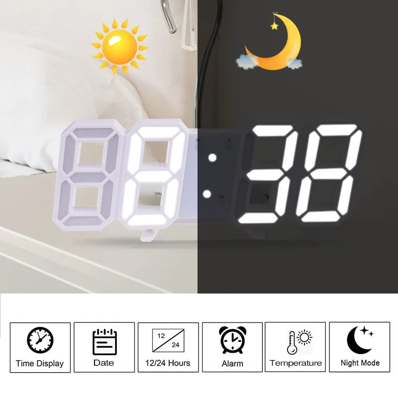 3D LED Digital Wall Clock | Modern Home Decor