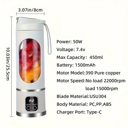 Merit Sell ninja blast portable blender with 450ml capacity and digital display in white
