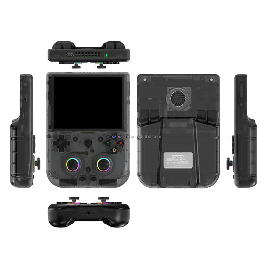 Merit Sell online multiplayer retro game device black handheld console with screen and RGB controllers