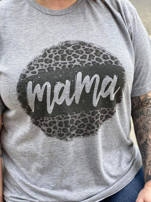 Black Leopard Circle Mama Tee - Stylish & Bold T-Shirt