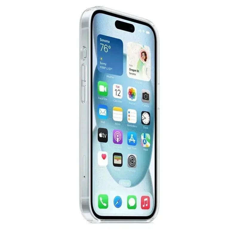 Merit Sell phone transparent case protecting clear smartphone with visible screen and side buttons