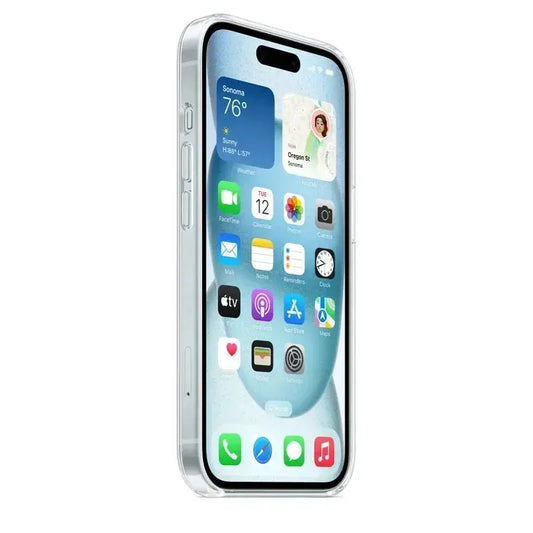 Merit Sell phone transparent case protecting clear smartphone with visible screen and side buttons Merit Sell