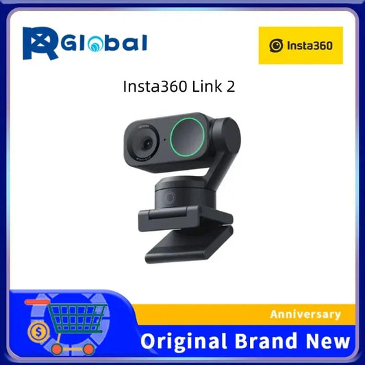 Insta360 Link 2 4K webcam in black with adjustable mount and circular green light ring Merit Sell