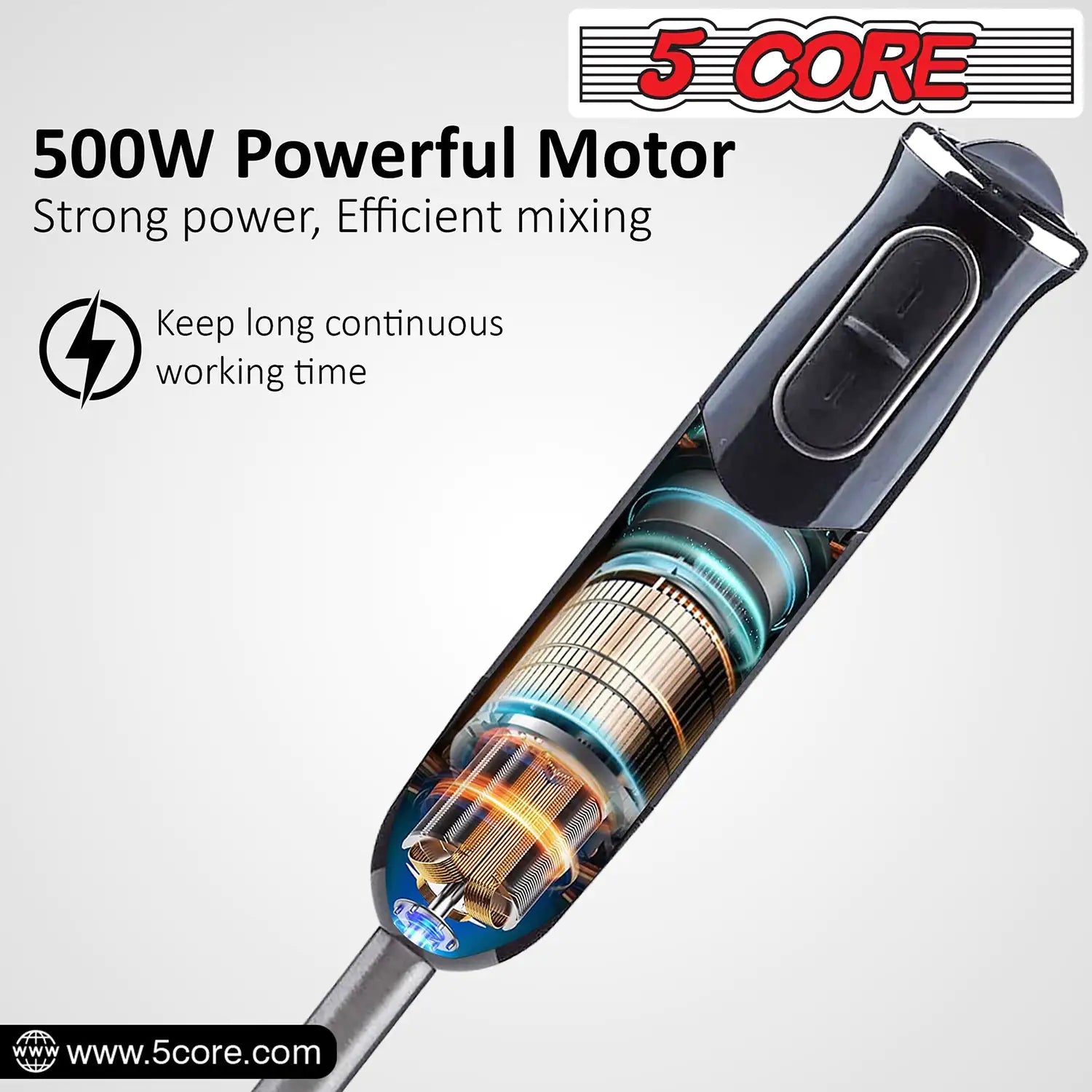 5Core 500W Immersion Hand Blender | Powerful Mixing