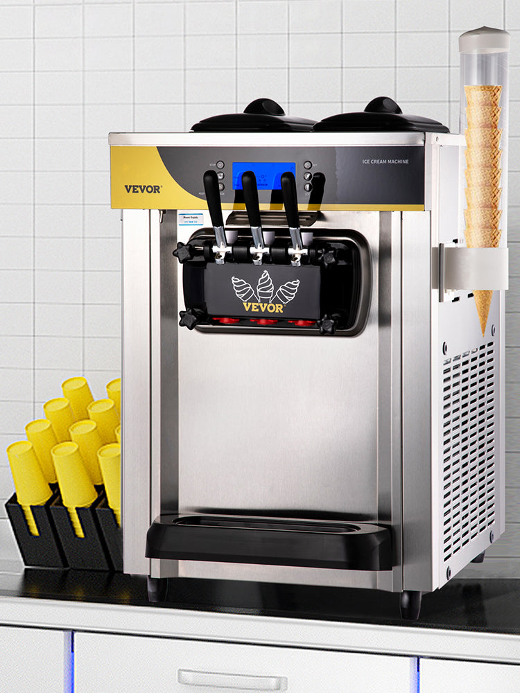SucceBuy 22-30 L/H Soft Ice Cream Machines Commercial Tricolor Desktop Sweet Cone Freezing Equipment Vending Machine - Merit Sell