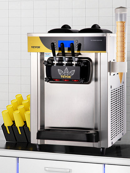 SucceBuy 22-30 L/H Soft Ice Cream Machines Commercial Tricolor Desktop Sweet Cone Freezing Equipment Vending Machine - Merit Sell