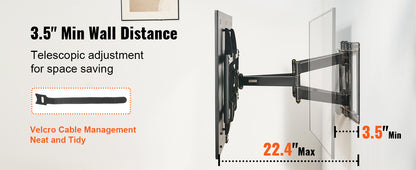 VEVOR Full Motion TV Mount Fit for Most 26-90in TVs Swivel Tilt Horizontal Adjustment TV Wall Mount Bracket W/ Articulating Arms
