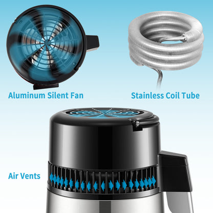 SucceBuy 4L Water Distiller Purifier Filter 1 L/H Distilling Speed Dispenser Drinking Bottle Softener Touch Screen Home Use - Merit Sell