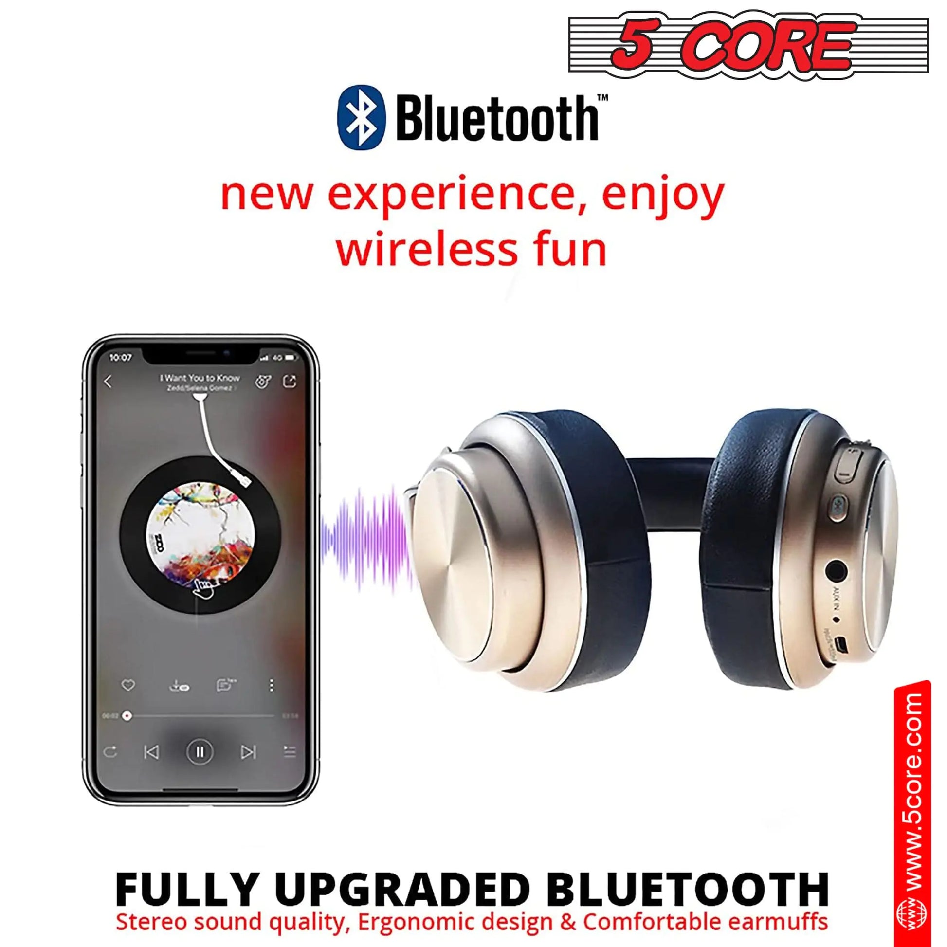 5 CORE Bluetooth Over-Ear Headphones | Noise Cancelling